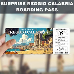 Reggio Calabria Italy Trip Surprise Gift Ticket | You're Going to Reggio Calabria, Flight, Boarding Pass, Editable, Instant Download, Travel