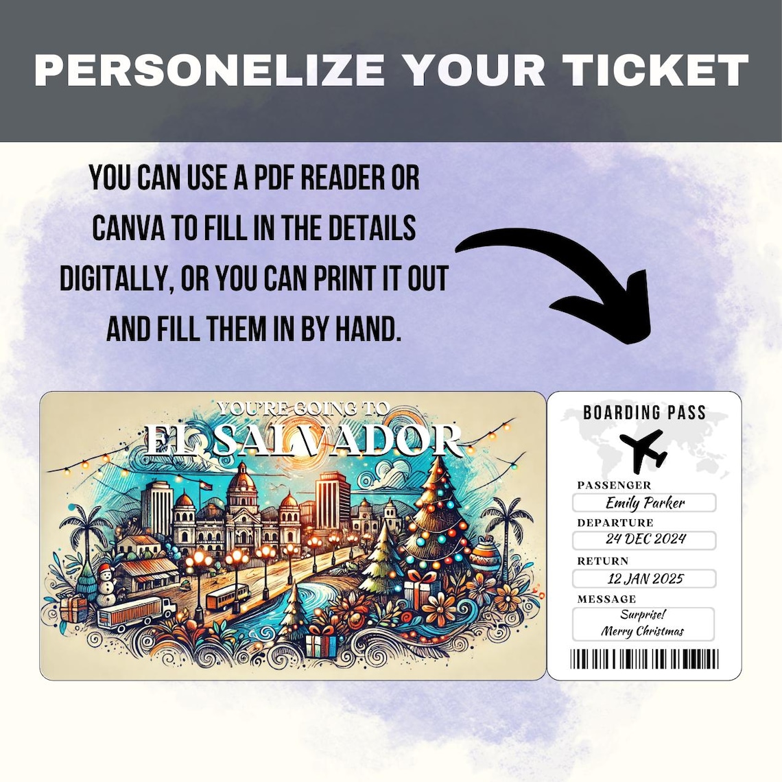 El Salvador Trip Surprise Gift Ticket | You're Going to El Salvador ...