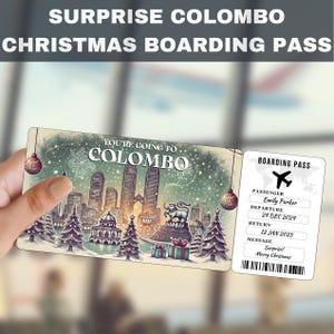 Colombo, Sri Lanka Trip Surprise Gift Ticket | You&#39;re Going to Colombo, Flight, Boarding Pass, Editable, Instant Download, Travel Print