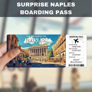 Viagem surpresa para Nápoles, Itália | Você vai para Nápoles, Itália, Voo, Cartão de embarque, Editável, Download instantâneo, Impressão de viagem