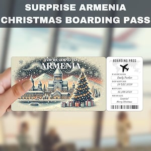 Armenia Trip Surprise Gift Ticket | You're Going to Armenia, Flight, Boarding Pass, Editable, Instant Download, Travel Print