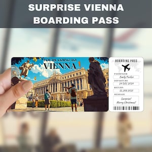 Vienna, Austria Trip Surprise Gift Ticket | You're Going to Vienna, Austria, Flight, Boarding Pass, Editable, Instant Download, Travel Print