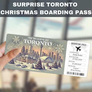 Toronto, Canadá Viagem Surpresa Bilhete Presente | Você Vai para Toronto, Canadá, Voo, Cartão de Embarque, Editável, Download Instantâneo, Impressão de Viagem
