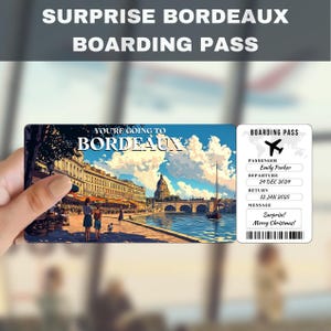 Bordeaux France Trip Surprise Gift Ticket | You're Going to Bordeaux France, Flight, Boarding Pass, Editable, Instant Download, Travel Print
