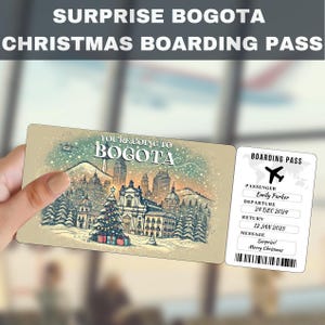 Bogota, Colombia Trip Surprise Gift Ticket | You&#39;re Going to Bogota, Colombia, Flight, Boarding Pass, Editable, Instant Download, Travel