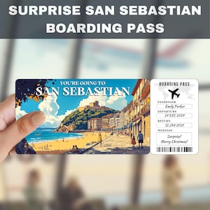 San Sebastian Spanien Reise Überraschungsgeschenk Ticket | You're Going to San Sebastian, Flug, Bordkarte, bearbeitbar, Sofort Download, Reisen