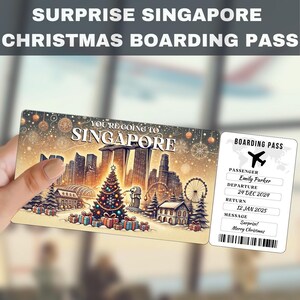 Singapore Trip Surprise Gift Ticket | You&#39;re Going to Singapore, Flight, Boarding Pass, Editable, Instant Download, Travel Print Template