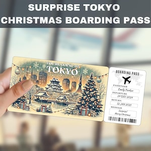Tokyo, Japan Trip Surprise Gift Ticket | You&#39;re Going to Tokyo, Japan, Flight, Boarding Pass, Editable, Instant Download, Travel Print