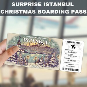 Billet cadeau surprise voyage à Istanbul, Turquie | Vous allez à Istanbul, Turquie, vol, carte d'embarquement, modifiable, téléchargement immédiat, voyage
