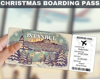 Istanbul, Turkey Trip Surprise Gift Ticket | You&#39;re Going to Istanbul, Turkey, Flight, Boarding Pass, Editable, Instant Download, Travel