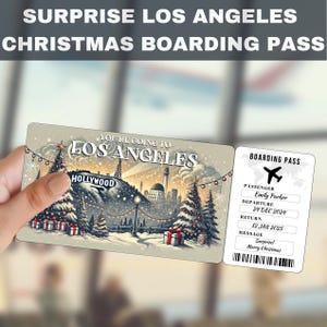 Los Angeles, USA Trip Surprise Gift Ticket | You&#39;re Going to Los Angeles, USA, Flight, Boarding Pass, Editable, Instant Download, Travel