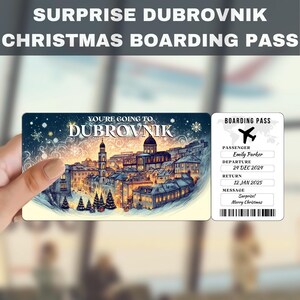 Dubrovnik, Croatia Trip Surprise Gift Ticket | You&#39;re Going to Dubrovnik, Flight, Boarding Pass, Editable, Instant Download, Travel Print