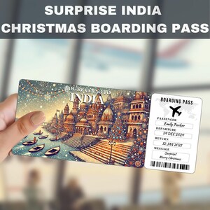 INDIA Trip Surprise Gift Ticket | You're Going to INDIA, Flight, Boarding Pass, Editable, Instant Download, Travel Print