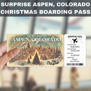Aspen, United States Trip Surprise Gift Ticket | You&#39;re Going to Aspe, Flight, Boarding Pass, Editable, Instant Download, Travel Print