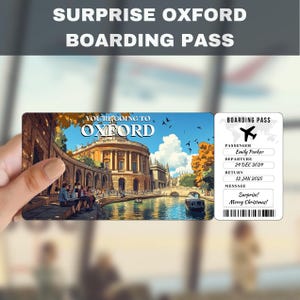 Oxford UK Trip Surprise Geschenkkarte | You're Going to Oxford UK, Flug, Bordkarte, bearbeitbar, Sofort Download, Reise-Druck