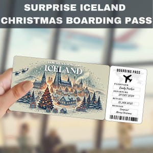 Biglietto regalo a sorpresa per il viaggio in ISLANDA / Stai andando in ISLANDA, Volo, Carta d'imbarco, Modificabile, Download immediato, Stampa di viaggio