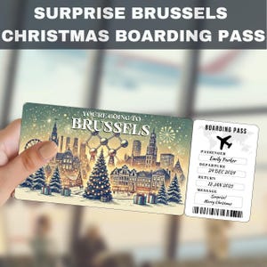 Bruxelles, Belgio Viaggio Sorpresa Regalo Biglietto / Stai andando a Bruxelles, Volo, Carta d'imbarco, Modificabile, Download immediato, Stampa di viaggio