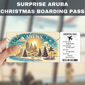 Aruba, Netherlands Trip Surprise Gift Ticket | You&#39;re Going to Aruba, Netherlands, Flight, Boarding Pass, Editable, Instant Download, Travel