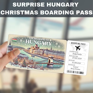 HUNGARY Trip Surprise Gift Ticket | You&#39;re Going to HUNGARY, Flight, Boarding Pass, Editable, Instant Download, Travel Print