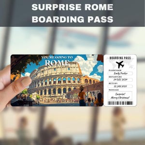 Roma, Italia Viaggio Sorpresa Regalo Biglietto / Stai andando a Roma, Italia, Volo, Carta d'imbarco, Modificabile, Download immediato, Stampa di viaggio