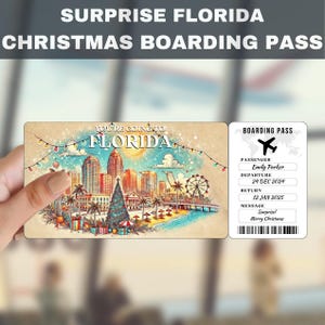 Florida, Stati Uniti Viaggio Sorpresa Regalo Biglietto / Stai andando in Florida, Volo, Carta d'imbarco, Modificabile, Download immediato, Stampa di viaggio