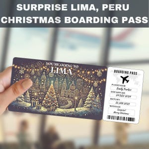 Lima, Peru Trip Surprise Gift Ticket | You&#39;re Going to Lima, Peru, Flight, Boarding Pass, Editable, Instant Download, Travel Print