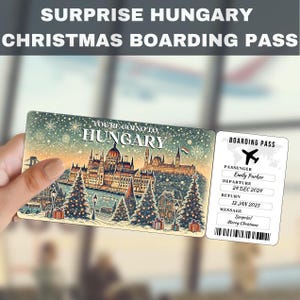 HUNGARY Trip Surprise Gift Ticket | You&#39;re Going to HUNGARY, Flight, Boarding Pass, Editable, Instant Download, Travel Print