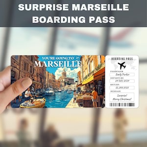 Marseille France Trip Surprise Gift Ticket | You're Going to Marseille, Flight, Boarding Pass, Editable, Instant Download, Travel Print