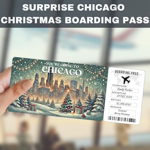 Chicago, USA Viaggio Biglietto Sorpresa Regalo / Stai andando a Chicago, USA, Volo, Carta d'Imbarco, Modificabile, Download Immediato, Stampa di Viaggio
