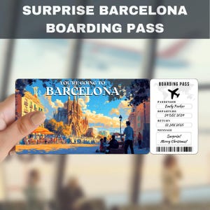 Barcelona, Spain Trip Surprise Gift Ticket | You're Going to Barcelona, Flight, Boarding Pass, Editable, Instant Download, Travel Print