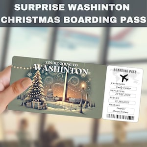 Billet cadeau voyage surprise à Washington D.C., États-Unis | Vous allez à Washington, avion, carte d'embarquement, modifiable, téléchargement immédiat, impression de voyage