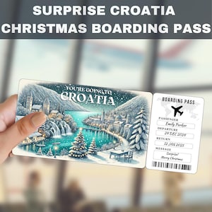 CROATIA Trip Surprise Gift Ticket | You&#39;re Going to CROATIA, Flight, Boarding Pass, Editable, Instant Download, Travel Print