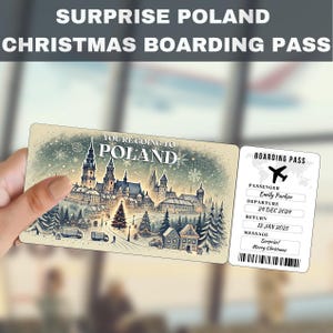 POLAND Trip Surprise Gift Ticket | You&#39;re Going to POLAND, Flight, Boarding Pass, Editable, Instant Download, Travel Print