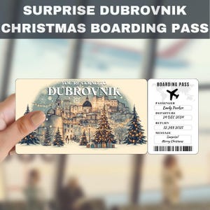Dubrovnik, Croácia Viagem Surpresa Bilhete Presente | Você Vai para Dubrovnik, Voo, Cartão de Embarque, Editável, Download Instantâneo, Impressão de Viagem
