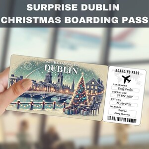 Dublin, Ireland Trip Surprise Gift Ticket | You&#39;re Going to Dublin, Ireland, Flight, Boarding Pass, Editable, Instant Download, Travel Print