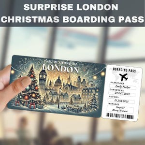 Londra, Regno Unito Viaggio Sorpresa Regalo Biglietto / Stai andando a Londra, Volo, Carta d'imbarco, Modificabile, Download immediato, Stampa di viaggio
