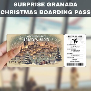 Granada, Spagna Viaggio Sorpresa Regalo Biglietto / Stai andando a Granada, Spagna, Volo, Carta d'imbarco, Modificabile, Download immediato, Stampa di viaggio