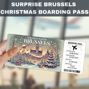 Brüssel, Belgien Trip Surprise Gift Ticket | Sie gehen nach Brüssel, Flug, Bordkarte, editierbar, Sofort Download, Reisedruck