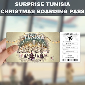 TUNISIA Trip Surprise Gift Ticket | You're Going to TUNISIA, Flight, Boarding Pass, Editable, Instant Download, Travel Print