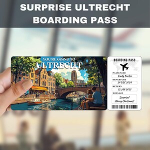 Utrecht Netherlands Trip Surprise Gift Ticket | You&#39;re Going to Utrecht, Flight, Boarding Pass, Editable, Instant Download, Travel Print