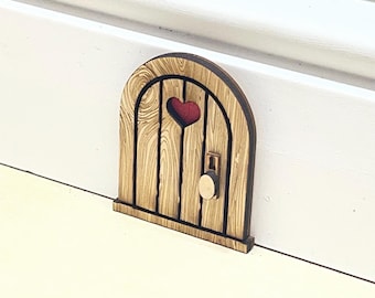 Love Door Edition Miniature Mouse (Fairy or Gnome Door: Laser Etched Wood 2” or 3” Tall