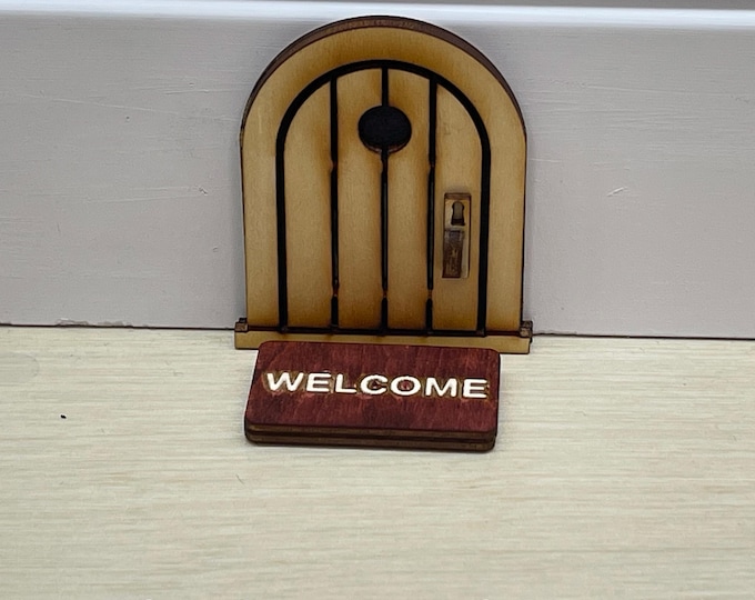 Featured listing image: Miniature Welcome Mat for 2" Mouse /Fairy Doors – Whimsical Dollhouse Accessory