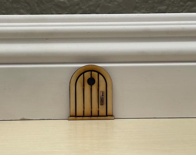 Wooden Mouse Door for Baseboard Decor (2" Tall) – Fairy Gnome. Several colors available.