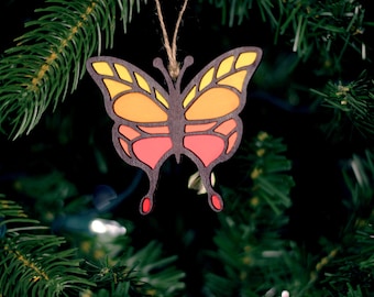 Mini Butterfly (Red) Handcrafted Wooden Holiday Ornament