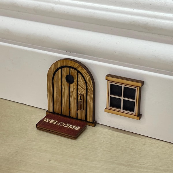 Handcrafted Original Edition Mouse Door/Fairy/Elf Door: Whimsical Miniature Wood Home Decor Three Sizes (2”,3”,4”) Available