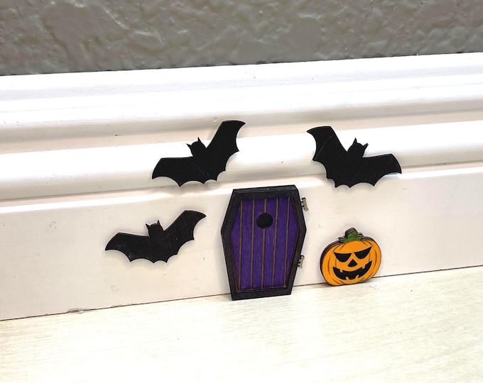 Purple Coffin Mouse Door: 2" Tall, No Adhesive, Halloween Decor (With or Without Pack)