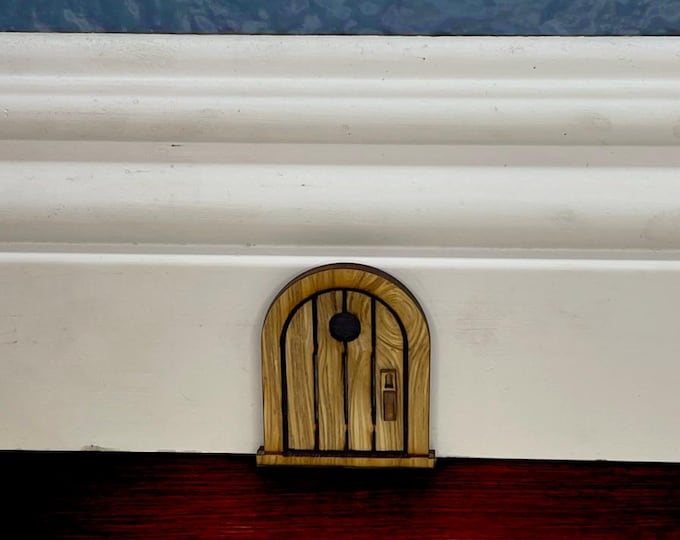 Handcrafted Original Edition Mouse Door/Fairy/Elf Door: Whimsical Miniature Wood Home Decor Three Sizes (2”,3”,4”) Available (JUST THE DOOR)