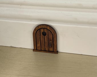 Handcrafted Wood Cute Lil’ Mouse Door - 2” Tall Chocolate Stained Edition