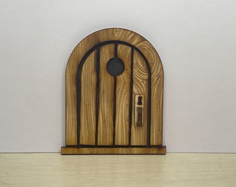 Handcrafted Cute Lil' Medium Sized Mouse Door: Whimsical Miniature Wood Decor 3” Edition