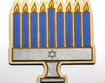 Menorah Hanukkah Handcrafted Wooden Ornament